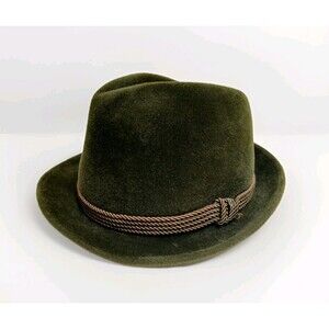 Vintage Wool Fedora Hat Green Rope Band German Austrian Swiss Haugsburger Felt